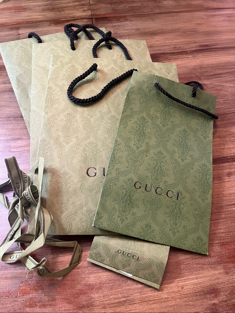 4 Gucci Green Embossed Shopping Bags